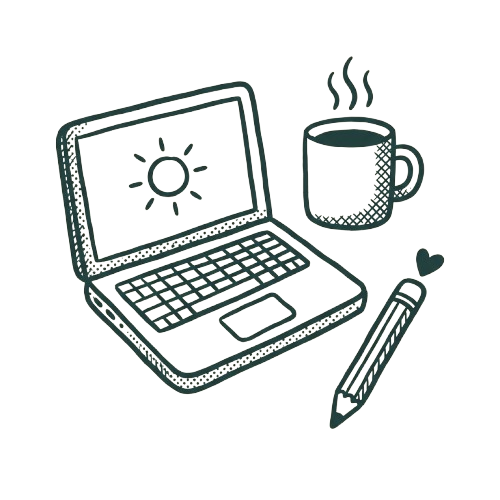 Doodle of laptop and coffee